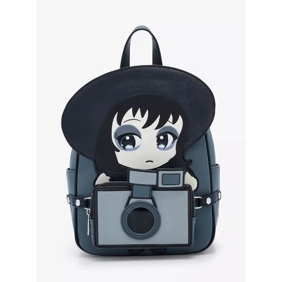 Her Universe Beetlejuice Chibi Lydia Goth Emo Camera Mini Backpack - Picture 1 of 4